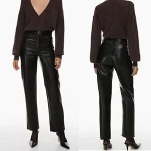 New NWT Wilfred Melina High Waisted Straight Leg Black Vegan Leather Pants - 6‎